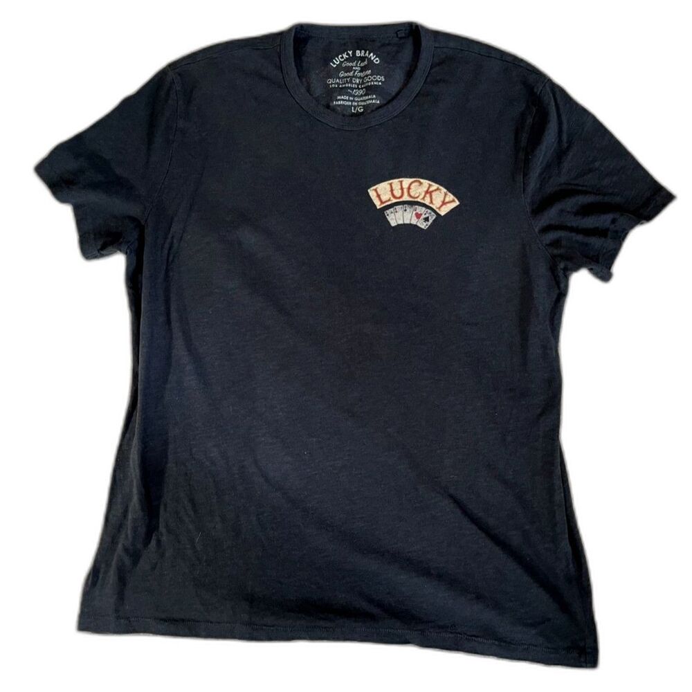 Lucky Brand Men's Aces Over Eights Black Graphic T-Shirt, Size Large